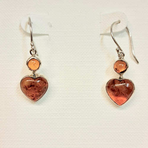 Click to view detail for HWG-2379 Earrings, Heart Dark Amber Dangle $35